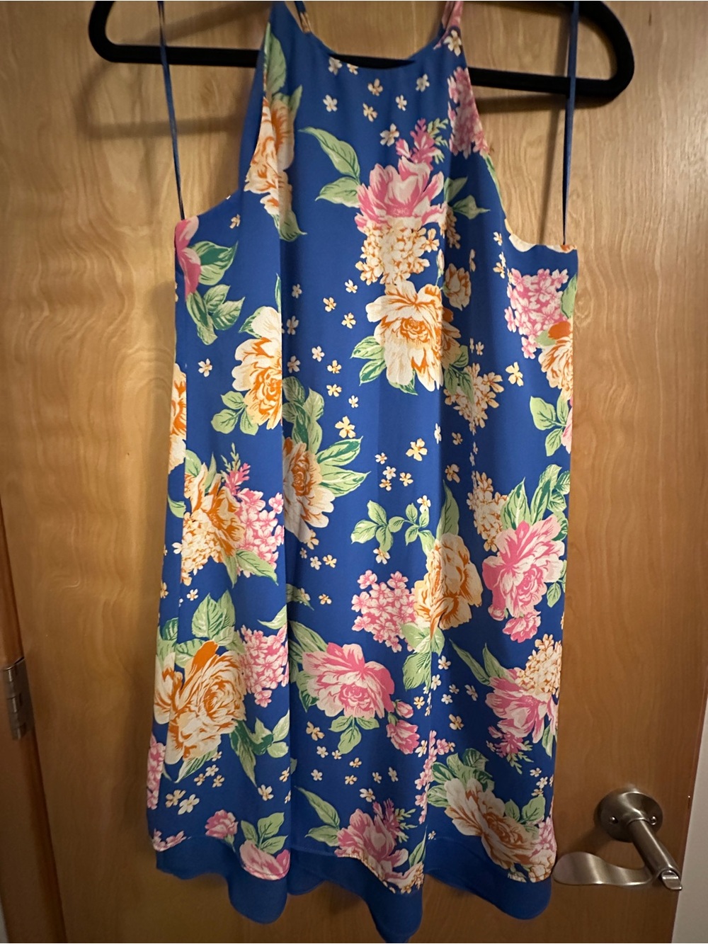 Floral Halter Sundress in Blue - Sleeveless Summer Dress